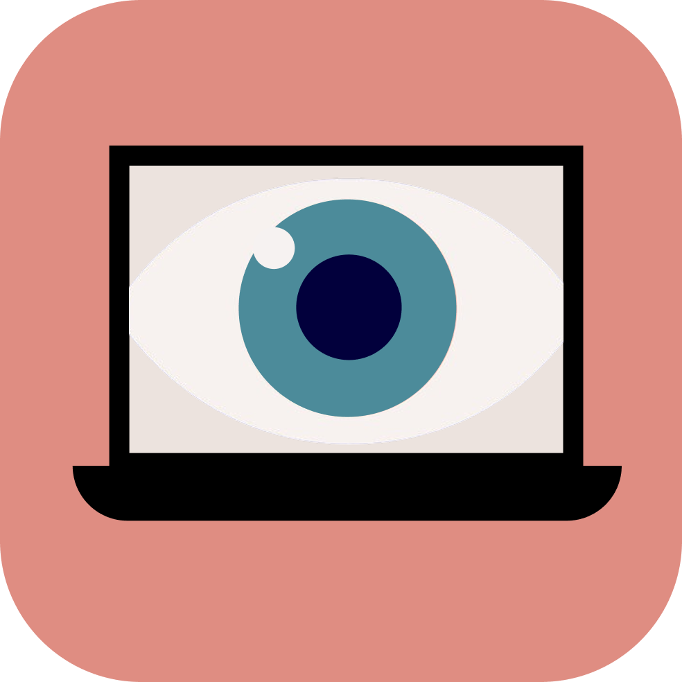 Digital eye strain icon showing eye on laptop screen